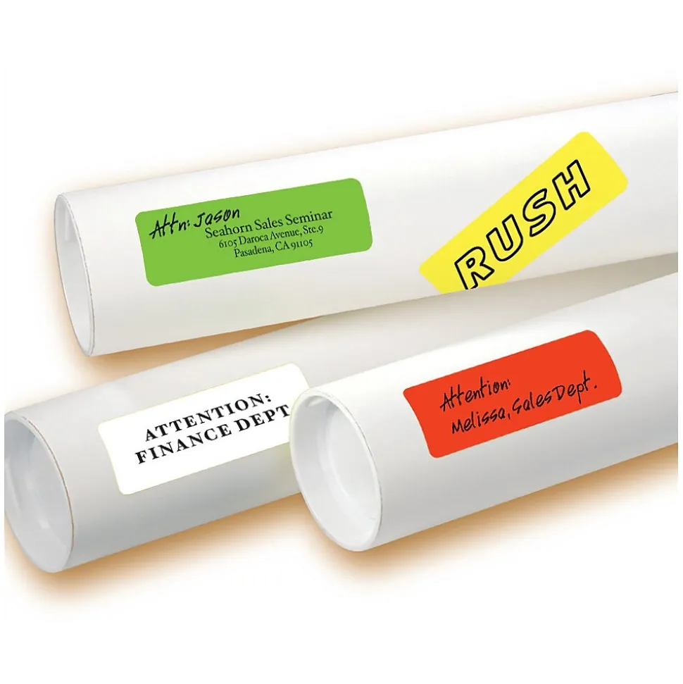Avery Laser Color Coding Labels on 4" x 6" Sheets, 1" x 3", Assorted Colors, 200 Labels/Pack (5481)