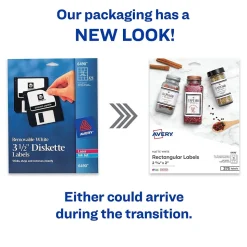 Avery Laser/Inkjet Media Labels, 2" x 2-11/16", White, 15/Sheet, 25 Sheets/Pack (6490)