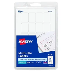 Avery Laser/Inkjet Multipurpose Labels, 1" x 3/4", White, 1,000 Labels/Pack (5428)