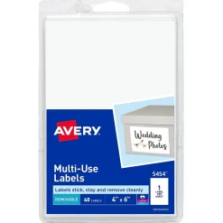 Avery Laser/Inkjet Multipurpose Labels on 4" x 6" Sheets, 4" x 6" Labels, White, 40 Labels/Pack (5454)