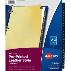 Avery Leather Style Pre-Printed A - Z Paper Dividers, Buff with Black Tabs (25180)