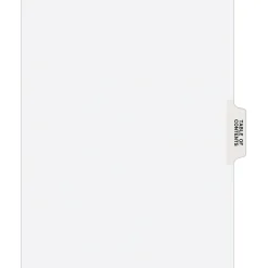 Avery Legal Pre-Printed Paper Dividers, Table of Contents-Tab, White, Avery Style, Letter Size, 25/Pack (11910)