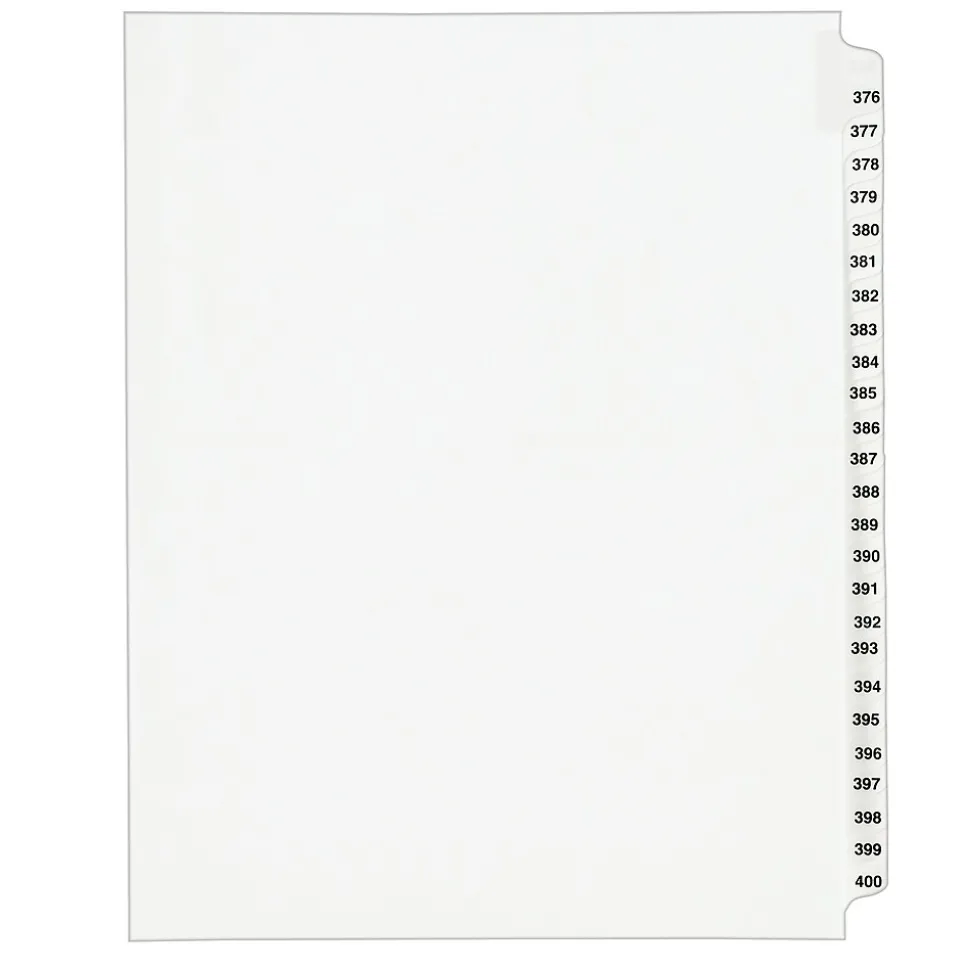 Avery Legal Pre-Printed Paper Divider Collated Set, 376-400 Tabs, White, Avery Style, Letter Size (01345)