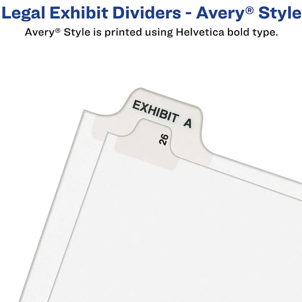 Avery Legal Pre-Printed Paper Divider Collated Set, 351-375 Tabs, White, Avery Style, Letter Size (01344)