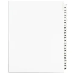 Avery Legal Pre-Printed Paper Divider Collated Set, 301-325 Tabs, White, Avery Style, Letter Size (01342)