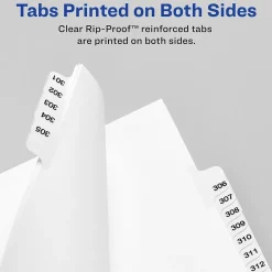 Avery Legal Pre-Printed Paper Divider, Side Tab A, White, Avery Style, Letter Size, 25/Pack (01401)