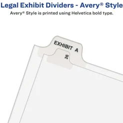 Avery Legal Pre-Printed Paper Divider, Side Tab A, White, Avery Style, Letter Size, 25/Pack (01401)