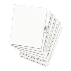 Avery Legal Pre-Printed Paper Divider, Side Tab A, White, Avery Style, Letter Size, 25/Pack (01401)
