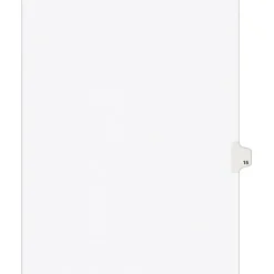 Avery Legal Pre-Printed Paper Dividers, Side Tab #15, White, Avery Style, Letter Size, 25/Pack (11925)