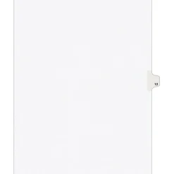 Avery Legal Pre-Printed Paper Dividers, Side Tab #12, White, Avery Style, Letter Size, 25/Pack (11922)
