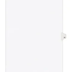 Avery Legal Pre-Printed Paper Dividers, Side Tab #13, White, Avery Style, Letter Size, 25/Pack (11923)