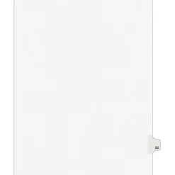 Avery Legal Pre-Printed Paper Dividers, Side Tab #22, White, Avery Style, Letter Size, 25/Pack (01022)