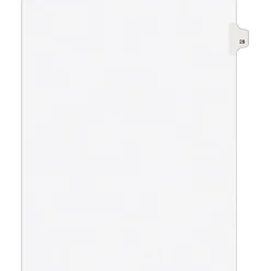 Avery Legal Pre-Printed Paper Dividers, Side Tab #28, White, Avery Style, Letter Size, 25/Pack (01028)