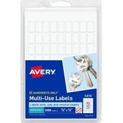 Avery Multipurpose Labels, 3/8" x 5/8", White, Non-Printable, 1,008 Labels/Pack (5414)