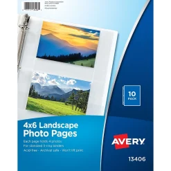 Avery Photo Pages Lightweight Sheet Protectors, 4" x 6", Clear, 10/Pack (13406)