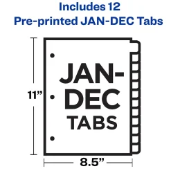 Avery Plastic Pre-Printed Monthly Plastic Divider, Jan-Dec Tabs, Multicolor, 1 Set (11331)