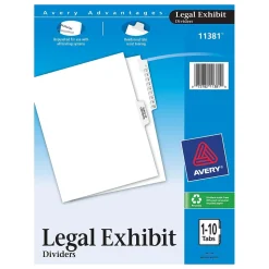 Avery Premium Collated Legal Paper Dividers, 1-10 & Table of Content Tabs, White, Avery Style, Letter Size (11381)
