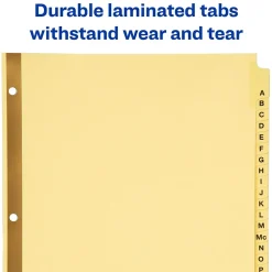 Avery Pre-Printed Paper Dividers with Laminated Tabs, A-Z Tabs, Buff, Gold Reinforced (11306)