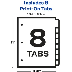 Avery Print-On Paper Dividers, 8 Tabs, White (11528)