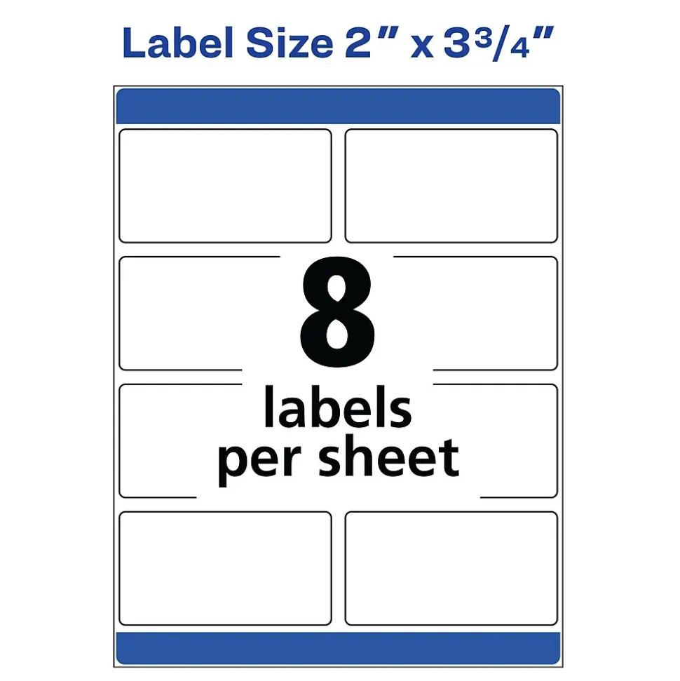 Avery Print-to-the-Edge Color Laser Shipping Labels, 2" x 3-3/4", White, 200 Labels/Pack (6873)