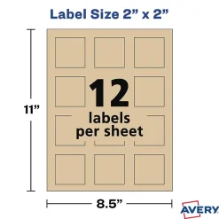 Avery Print-to-the-Edge Laser/Inkjet Square Labels, 2