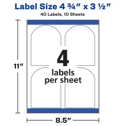 Avery Print-to-the-Edge Laser Arched Labels, 3-1/2