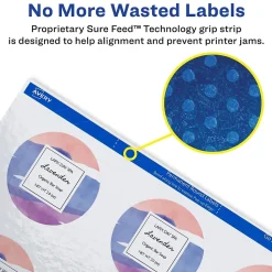 Avery Print-to-the-Edge Laser/Inkjet Round Labels, 2 1/2