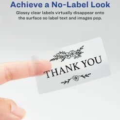 Avery Print-to-the-Edge Laser/Inkjet Rectangle Labels, 2" x 3", Glossy Clear, 80 Labels/Pack (22822)