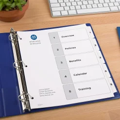 Avery Ready Index Table of Contents Paper Dividers, 1-5 Tabs, White, 6 Sets/Pack (11821)