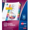 Avery Ready Index Table of Contents Paper Dividers, 1-31 Tabs, Multicolor, 6 Sets/Pack (11831)