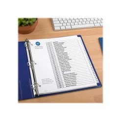 Avery Ready Index Table of Contents Paper Dividers, 1-31 Tabs, White, 6 Sets/Pack (11827)