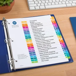 Avery Ready Index Table of Contents Pre-Printed Paper Divider, A-Z Tabs , Multicolor, 6 Sets (11832)