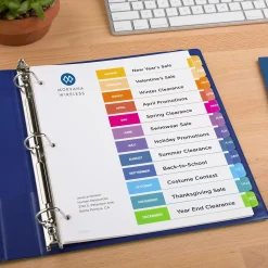 Avery Ready Index Table of Contents Pre-Printed Monthly Paper Divider, Jan-Dec, Multicolor, 6 Sets (11830)