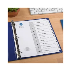 Avery Ready Index Table of Contents Paper Dividers, 1-10 Tabs, White, 6 Sets/Pack (11823)