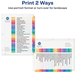Avery Ready Index Table of Contents Pre-Printed Paper Dividers, A-Z Tabs, Multicolor, 1 Set (11125)