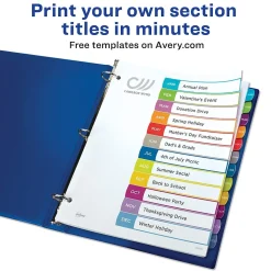 Avery Ready Index Table of Contents Paper Dividers, 1-12 Tabs, Contemporary Multicolor (11847)