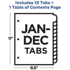 Avery Ready Index Table of Contents Paper Dividers, 1-12 Tabs, Contemporary Multicolor (11847)