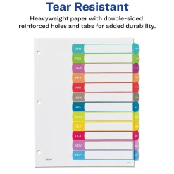 Avery Ready Index Table of Contents Paper Dividers, 1-12 Tabs, Contemporary Multicolor (11847)