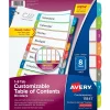 Avery Ready Index Table of Contents Paper Dividers, 1-8 Tabs, Contemporary Multicolor (11841)