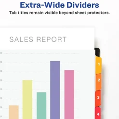 Avery Ready Index Table of Contents Extra-Wide Paper Dividers, 1-8 Tab, Multicolor (11163)