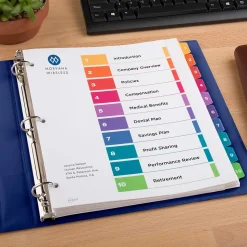 Avery Ready Index Table of Contents Extra-Wide Paper Dividers, 1-10 Tab, Multicolor (11165)