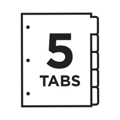 Avery Ready Index Table of Contents Paper Dividers, 1-5 Tabs, Multicolor, 6 Sets/Pack (11187)