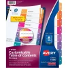 Avery Ready Index Table of Contents Pre-Printed Numeric Paper Divider, 8 Tabs, Multicolor, 6 Sets (11186)