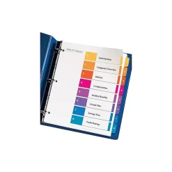 Avery Ready Index Table of Contents Pre-Printed Numeric Paper Divider, 8 Tabs, Multicolor, 6 Sets (11186)