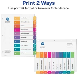 Avery Ready Index Table of Contents Paper Dividers, 1-10 Tabs, Multicolor, 6 Sets/Pack (11188)