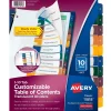 Avery Ready Index Table of Contents Plastic Dividers, 1-10 Tabs, Multicolor (11818)