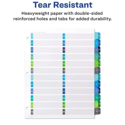 Avery Ready Index Table of Contents Double Column Paper Dividers, 1-24 Tabs, Multicolor (11321)