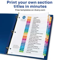 Avery Ready Index Table of Contents EcoFriendly Paper Dividers, A-Z Tabs, Multicolor (11085)