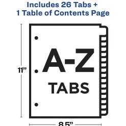 Avery Ready Index Table of Contents EcoFriendly Paper Dividers, A-Z Tabs, Multicolor (11085)