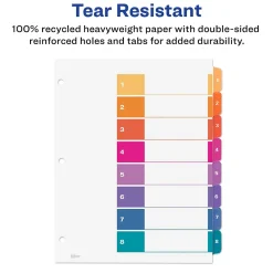 Avery Ready Index Table of Contents EcoFriendly Paper Dividers, 1-8 Tabs, Multicolor, 3 Sets/Pack (11081)